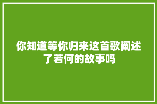 你知道等你归来这首歌阐述了若何的故事吗