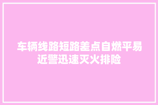 车辆线路短路差点自燃平易近警迅速灭火排险