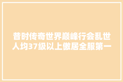 昔时传奇世界巅峰行会乱世人均37级以上傲居全服第一