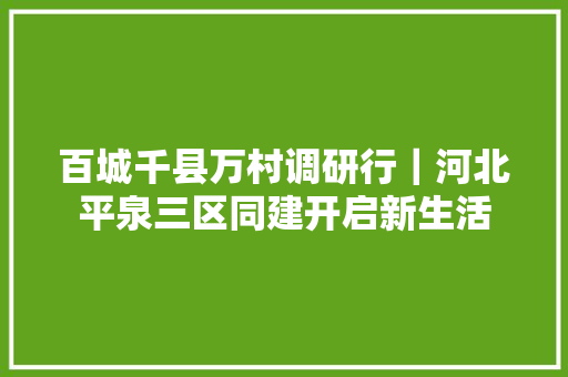 百城千县万村调研行｜河北平泉三区同建开启新生活