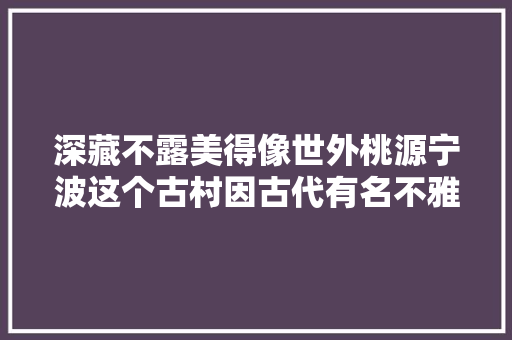 深藏不露美得像世外桃源宁波这个古村因古代有名不雅光家曾经容身而得名