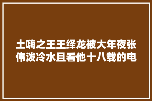 土嗨之王王绎龙被大年夜张伟泼冷水且看他十八载的电音旧事