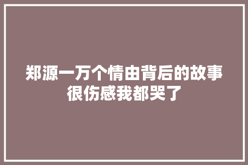郑源一万个情由背后的故事很伤感我都哭了