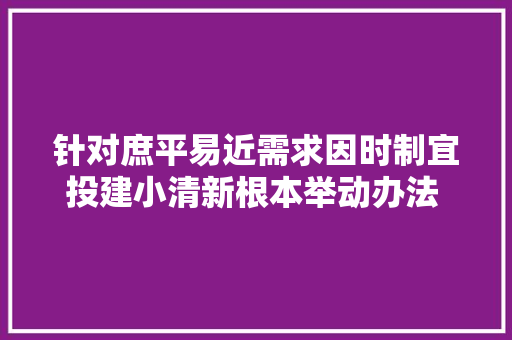 针对庶平易近需求因时制宜投建小清新根本举动办法 便平易近又利平易近
