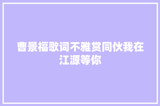 曹景福歌词不雅赏同伙我在江源等你