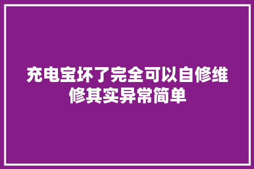 充电宝坏了完全可以自修维修其实异常简单