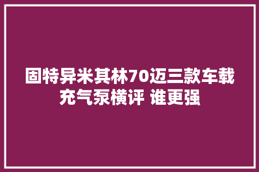 固特异米其林70迈三款车载充气泵横评 谁更强