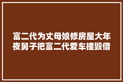 富二代为丈母娘修房屋大年夜舅子把富二代爱车撞毁借的钱无