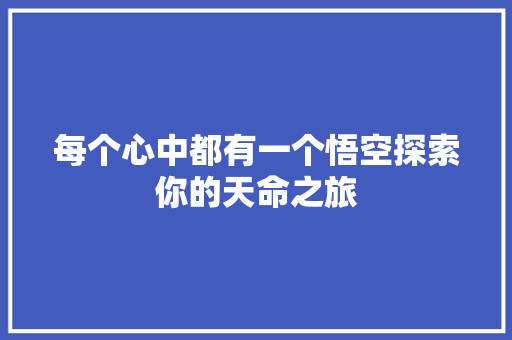 每个心中都有一个悟空探索你的天命之旅
