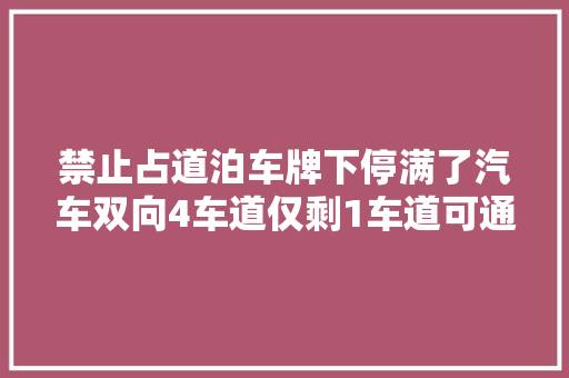 禁止占道泊车牌下停满了汽车双向4车道仅剩1车道可通行这是怎么了