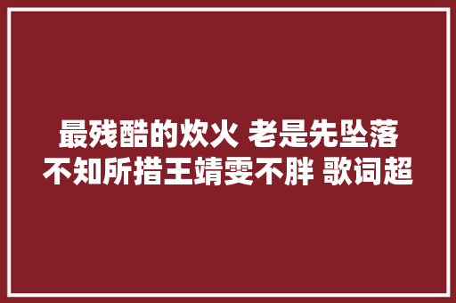 最残酷的炊火 老是先坠落不知所措王靖雯不胖 歌词超戳心