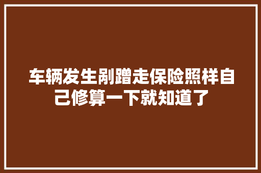 车辆发生剐蹭走保险照样自己修算一下就知道了