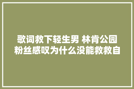歌词救下轻生男 林肯公园粉丝感叹为什么没能救救自己