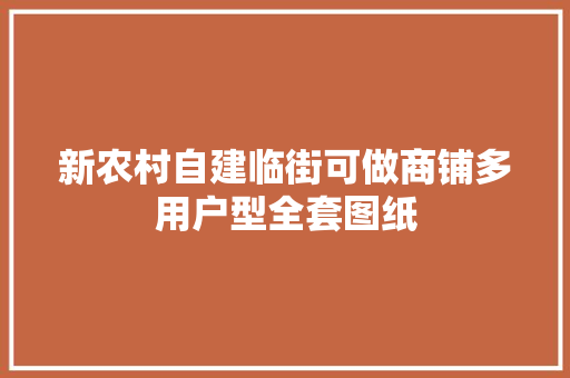 新农村自建临街可做商铺多用户型全套图纸