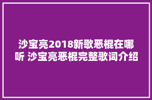 沙宝亮2018新歌恶棍在哪听 沙宝亮恶棍完整歌词介绍