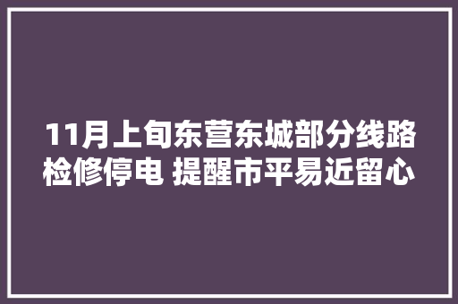 11月上旬东营东城部分线路检修停电 提醒市平易近留心