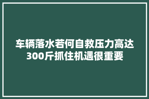 车辆落水若何自救压力高达300斤抓住机遇很重要