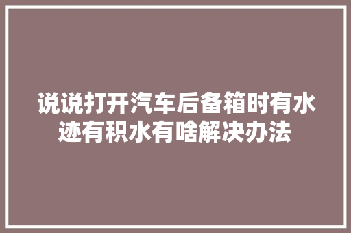 说说打开汽车后备箱时有水迹有积水有啥解决办法