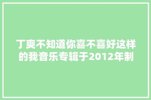丁爽不知道你喜不喜好这样的我音乐专辑于2012年制作发行