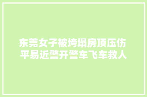 东莞女子被垮塌房顶压伤 平易近警开警车飞车救人