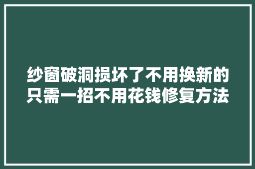 纱窗破洞损坏了不用换新的只需一招不用花钱修复方法太棒了