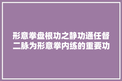 形意拳盘根功之静功通任督二脉为形意拳内练的重要功法之一