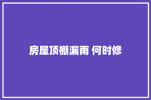 房屋顶棚漏雨 何时修