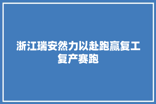 浙江瑞安然力以赴跑赢复工复产赛跑
