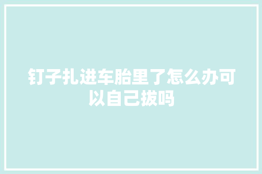 钉子扎进车胎里了怎么办可以自己拔吗