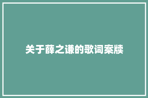 关于薛之谦的歌词案牍