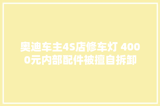 奥迪车主4S店修车灯 4000元内部配件被擅自拆卸 汽车知识