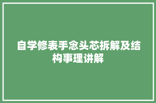 自学修表手念头芯拆解及结构事理讲解