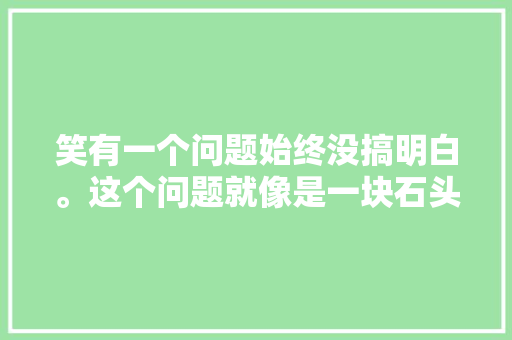 笑有一个问题始终没搞明白。这个问题就像是一块石头