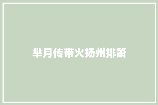 芈月传带火扬州排箫