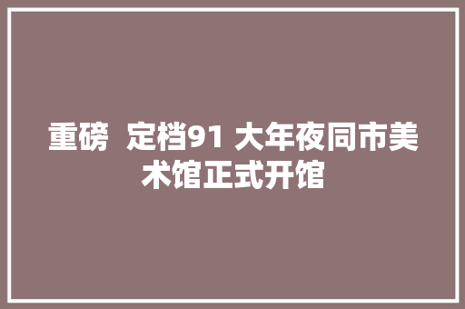 重磅  定档91 大年夜同市美术馆正式开馆