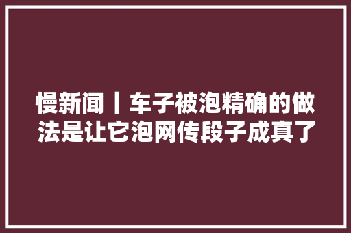 慢新闻｜车子被泡精确的做法是让它泡网传段子成真了
