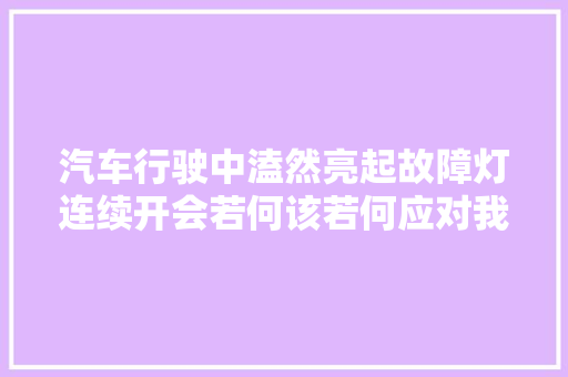 汽车行驶中溘然亮起故障灯连续开会若何该若何应对我却要笑