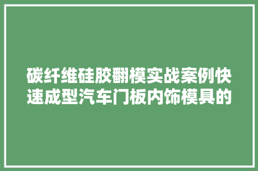 碳纤维硅胶翻模实战案例快速成型汽车门板内饰模具的窍门