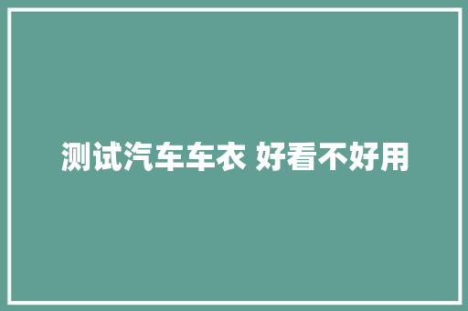测试汽车车衣 好看不好用