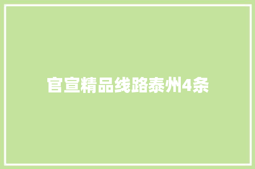 官宣精品线路泰州4条