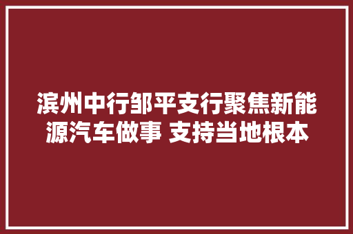 滨州中行邹平支行聚焦新能源汽车做事 支持当地根本举动办法培植