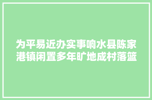 为平易近办实事响水县陈家港镇闲置多年旷地成村落篮球场
