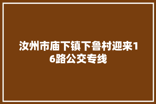 汝州市庙下镇下鲁村迎来16路公交专线