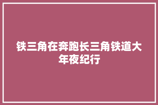 铁三角在奔跑长三角铁道大年夜纪行