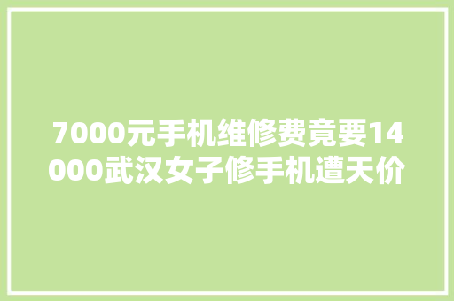 7000元手机维修费竟要14000武汉女子修手机遭天价收费