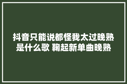 抖音只能说都怪我太过晚熟是什么歌 鞠起新单曲晚熟歌词