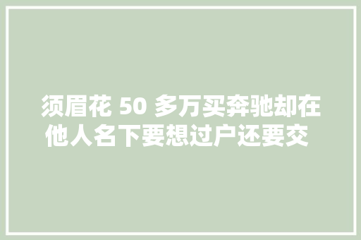 须眉花 50 多万买奔驰却在他人名下要想过户还要交 48 万担保金