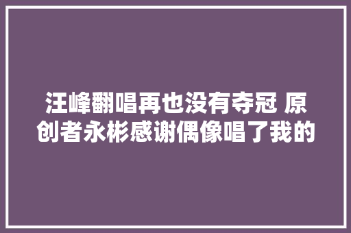 汪峰翻唱再也没有夺冠 原创者永彬感谢偶像唱了我的歌