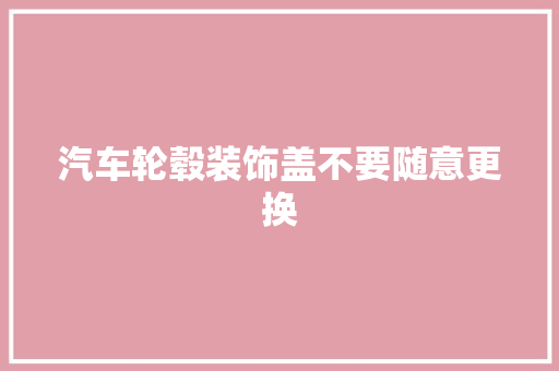 汽车轮毂装饰盖不要随意更换