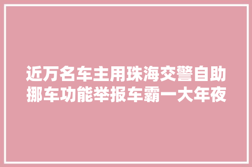 近万名车主用珠海交警自助挪车功能举报车霸一大年夜批挡路名单曝光